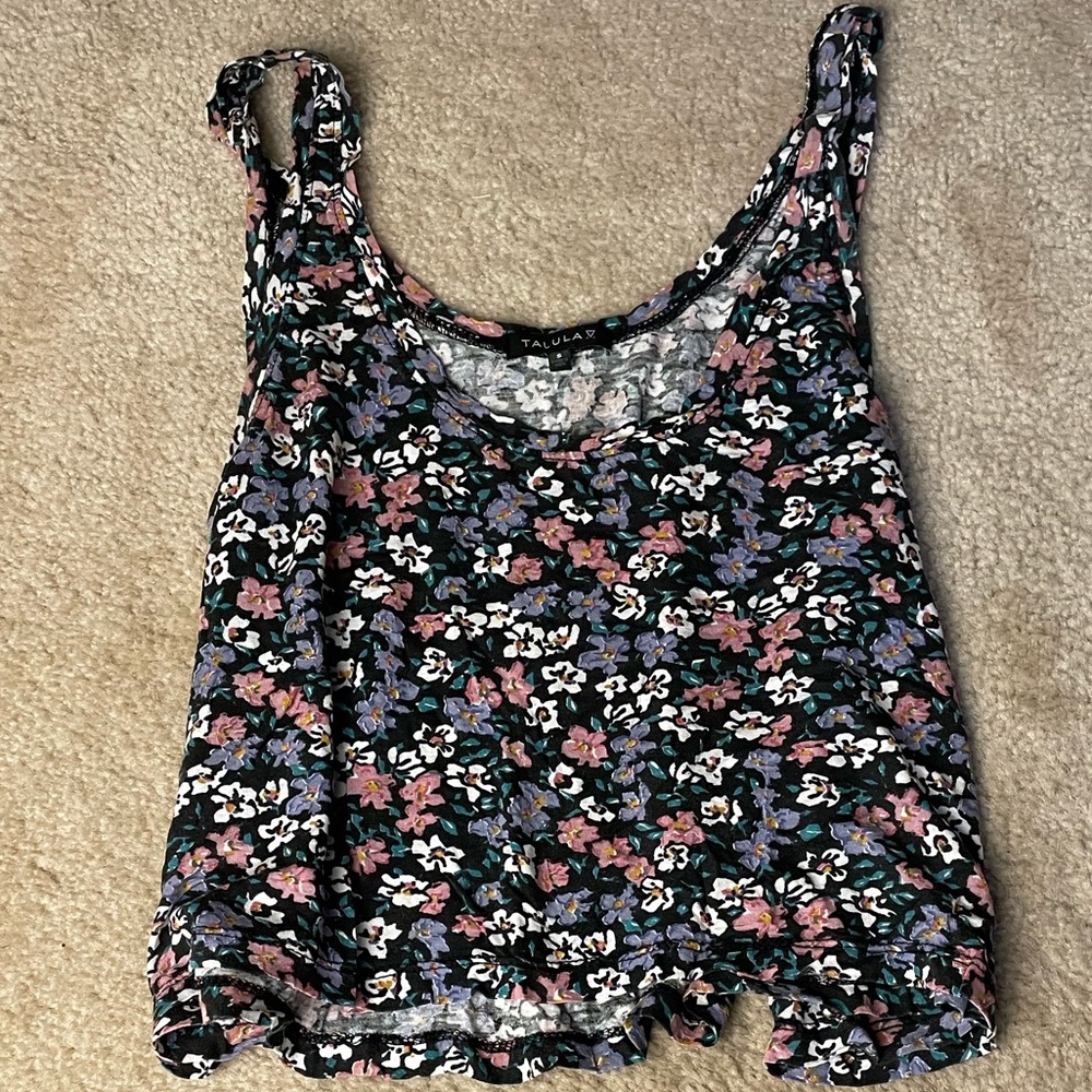 Floral Cropped Tank Top - Small